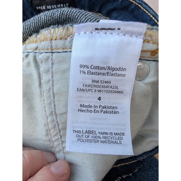 Free Assembly Womens Super High Rise Wide Leg Crop Jeans Sz 4 Straight Dark Wash - Picture 8 of 8